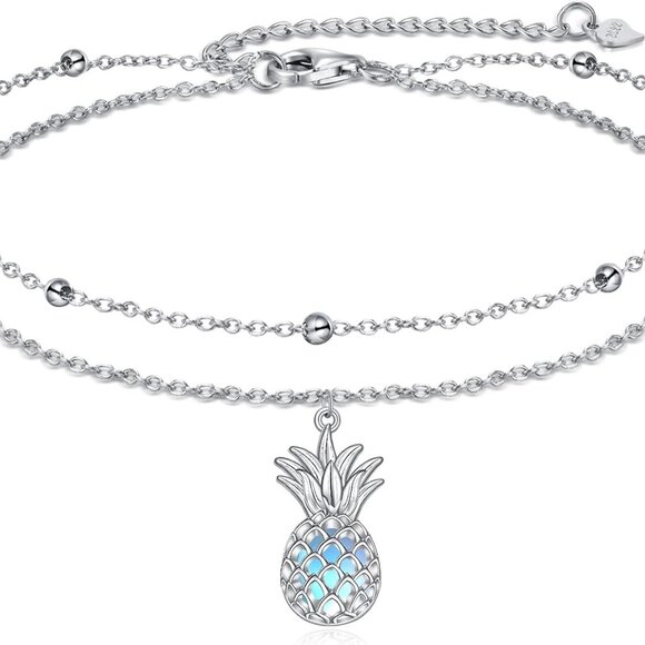 Ankle Bracelets for Women Sterling Silver Mermaid Turtle Ladybug Butterfly Moon